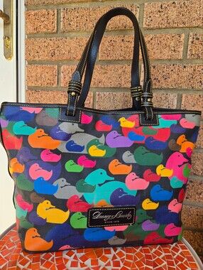 Dooney & Bourke Multi-Color Rainbow Duck Print Medium East/West Tote Bag
